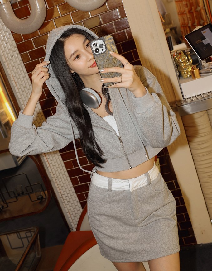Contrast Color Fleece Skirt