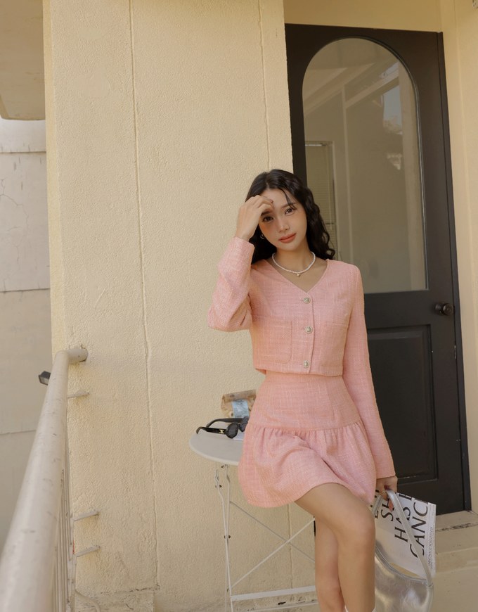 Tweed Woolen Tiered Mini Skirt