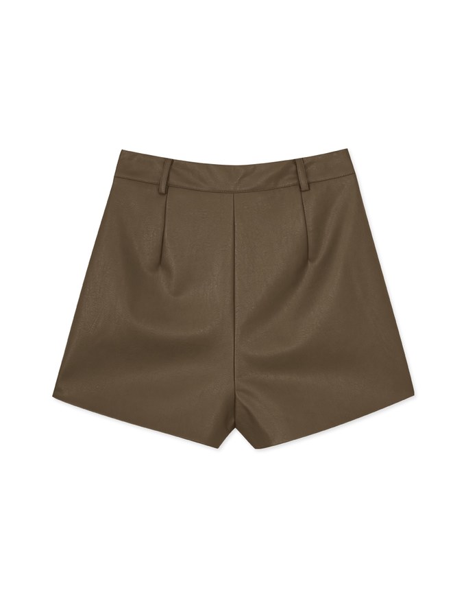 Stylish Faux Leather Wide Hem Shorts