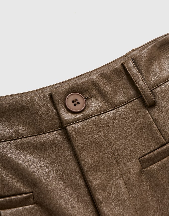 Stylish Faux Leather Wide Hem Shorts