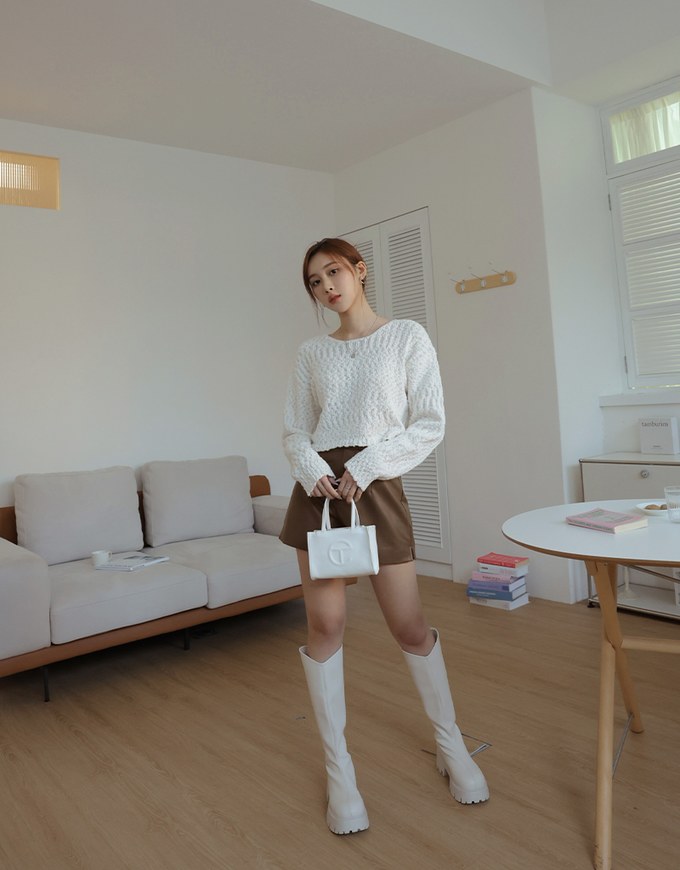Stylish Faux Leather Wide Hem Shorts
