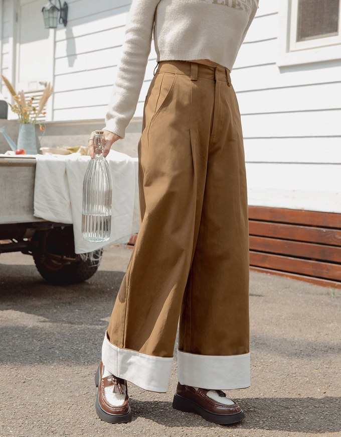 【MEIGO's Design】Pleated Concealed Placket Wide Pants