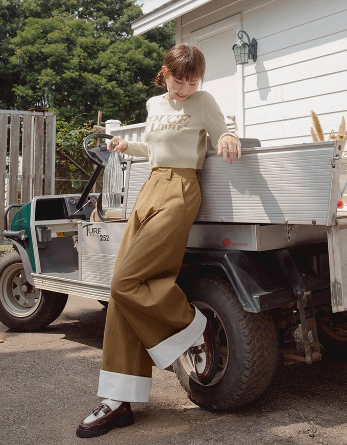 【MEIGO's Design】Pleated Concealed Placket Wide Pants