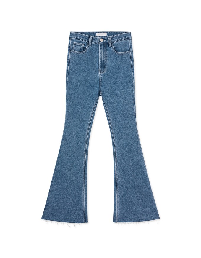 Back Slit Flare Denim Jeans Pants