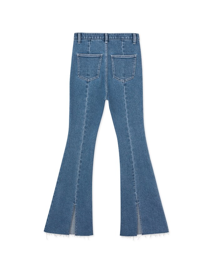 Back Slit Flare Denim Jeans Pants