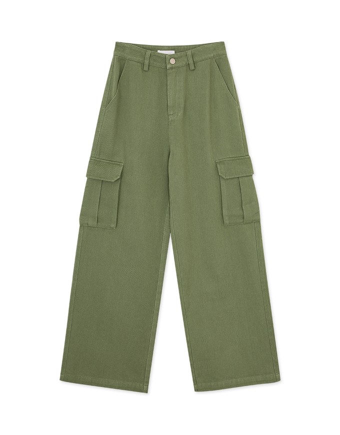 Thick Straight Leg Cargo Wide Pants