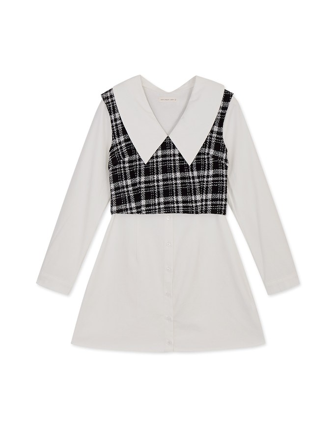 3WAY Tweed Two Piece Mini Shirt Dress