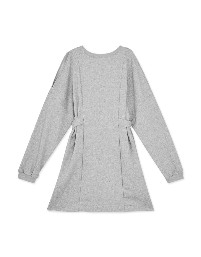 Hollow Shoulder Side Button Cottom Mini Dress