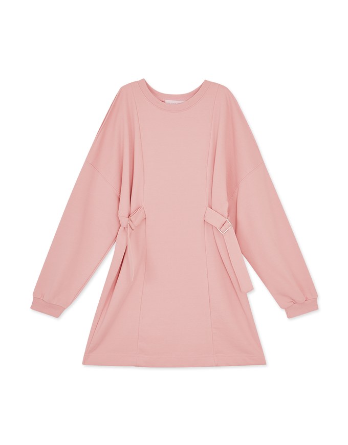 Hollow Shoulder Side Button Cottom Mini Dress