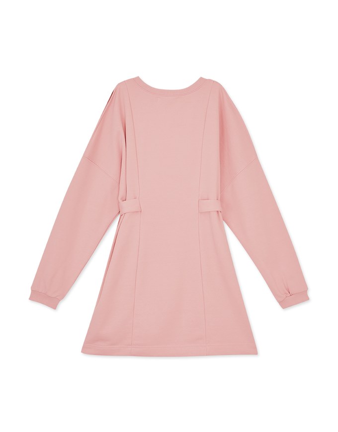 Hollow Shoulder Side Button Cottom Mini Dress
