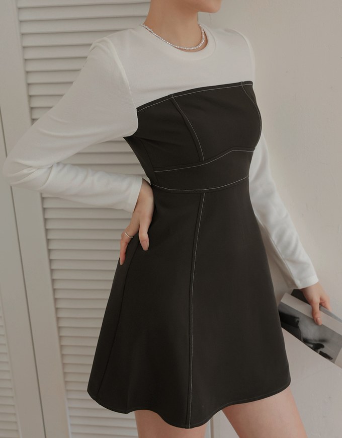 Spliced Stitched Mini Dress