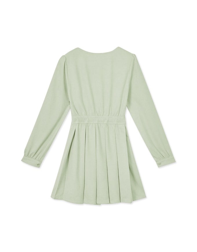 Sweet Square Neck Pleated Mini Dress