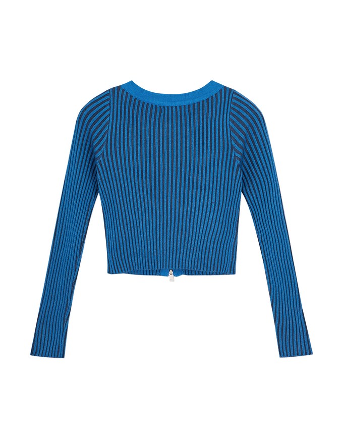 【SHIUAN'S DESIGN】Retro Straight Double Zip Knit Top