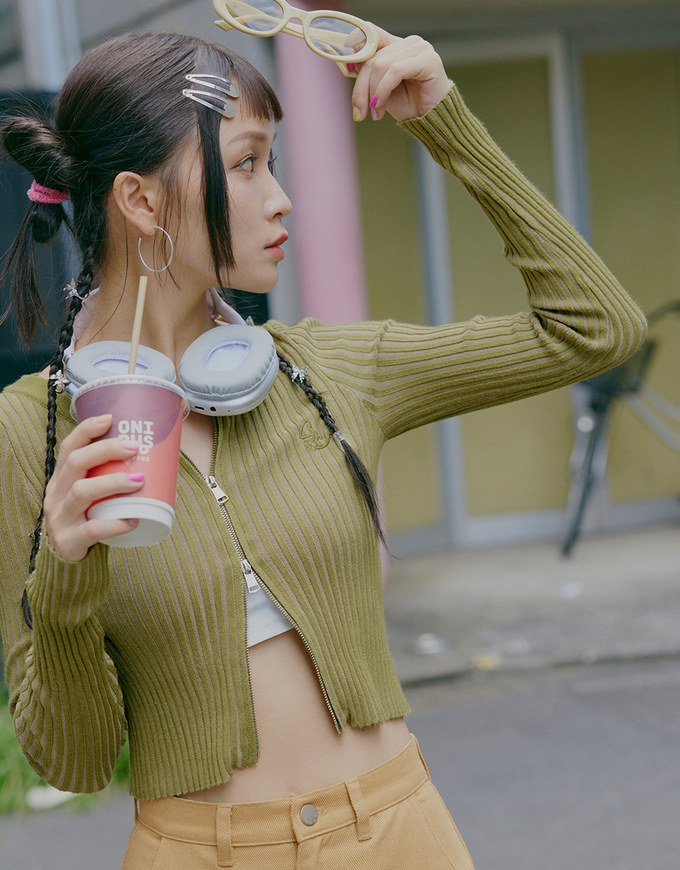 【SHIUAN'S DESIGN】Retro Straight Double Zip Knit Top