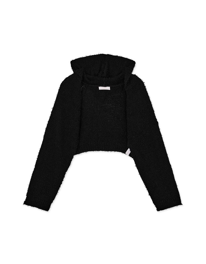 Bouclé Hooded Crop Cardigan