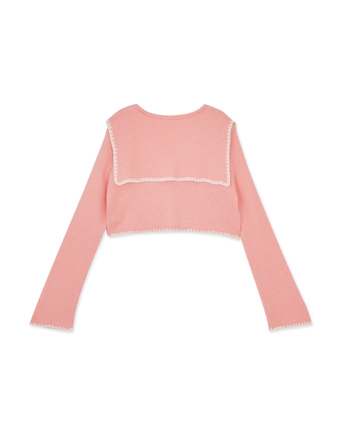 Collar Snap Button Cardigan Knit Top