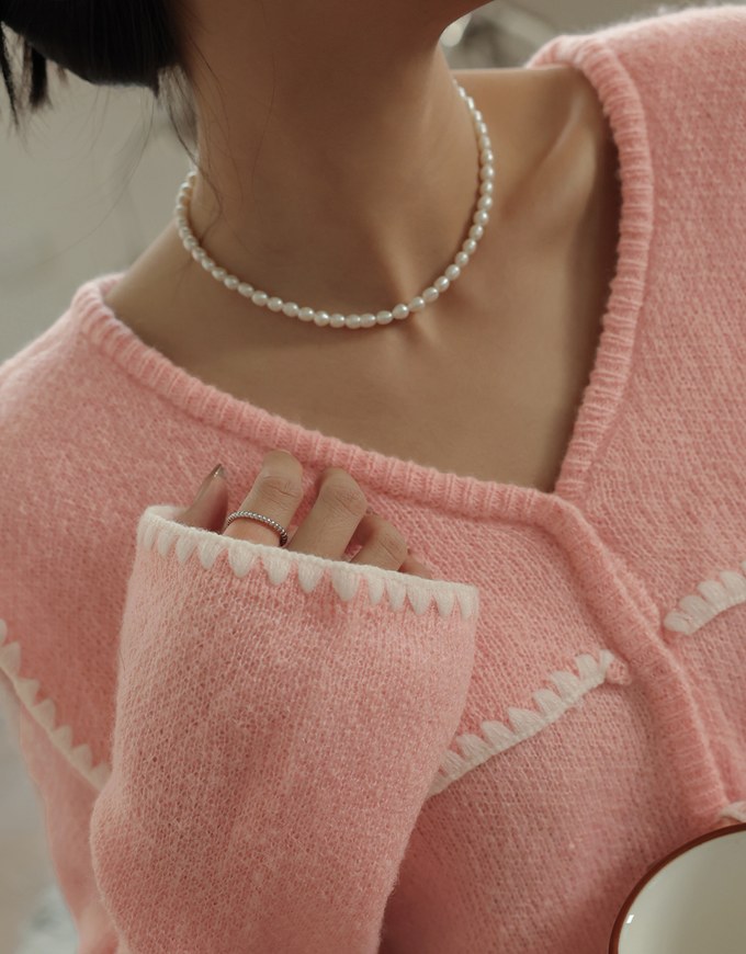 Collar Snap Button Cardigan Knit Top