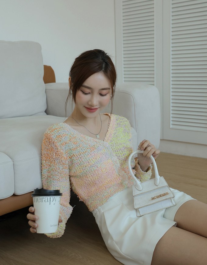 Colorful Rainbow Mixed Knit Top