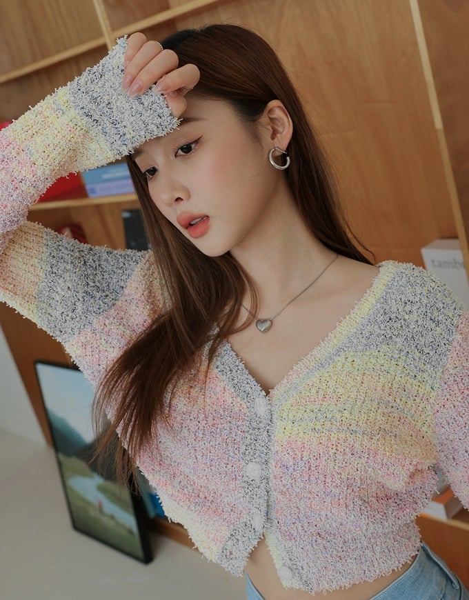 Colorful Rainbow Mixed Knit Top