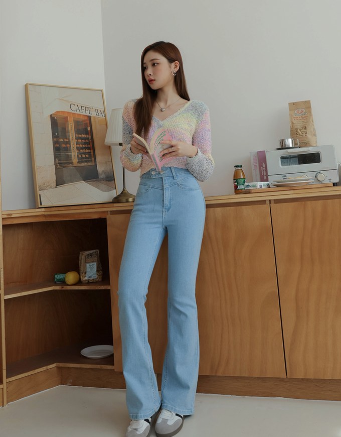 Colorful Rainbow Mixed Knit Top