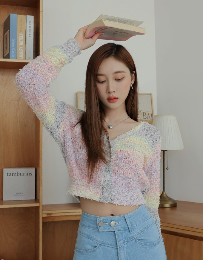Colorful Rainbow Mixed Knit Top