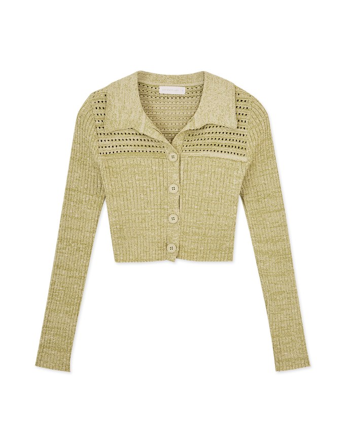 Hallowed Openwork Crochet Knit Top Sweater with Collar