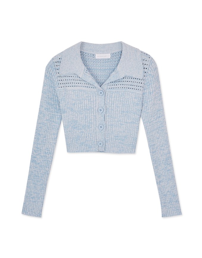 Hallowed Openwork Crochet Knit Top Sweater with Collar