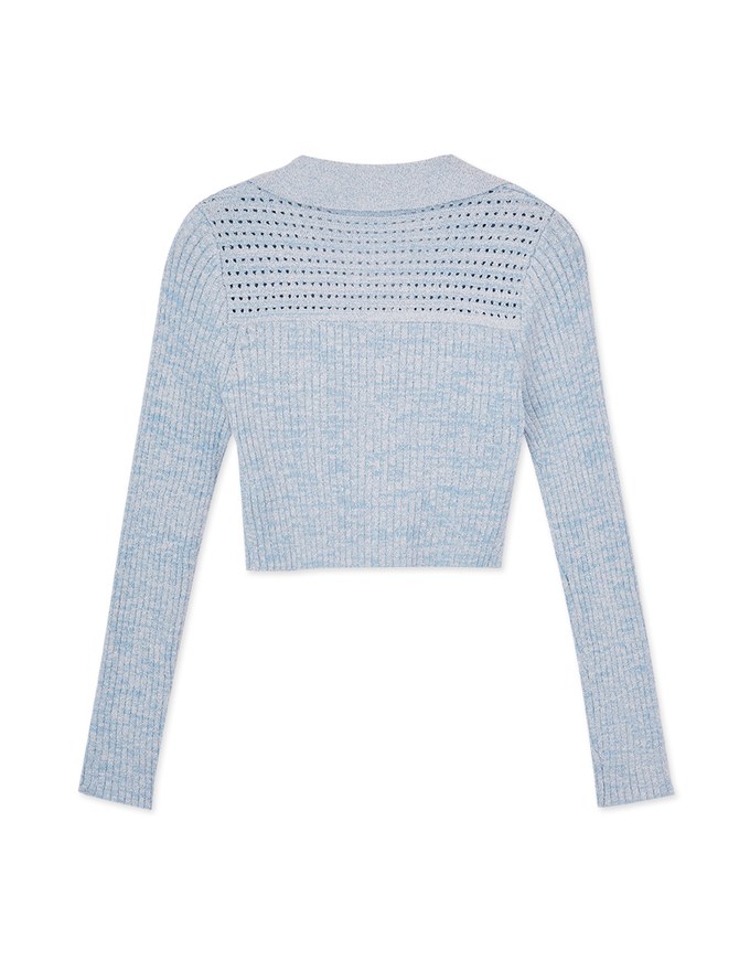 Hallowed Openwork Crochet Knit Top Sweater with Collar
