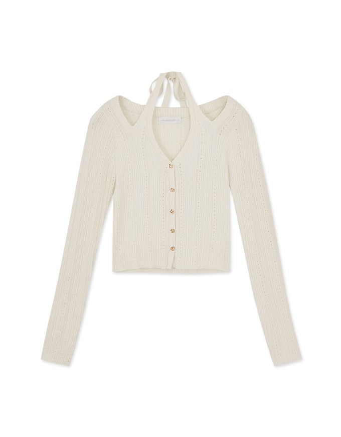 Halter Neck Hollow Knit Top