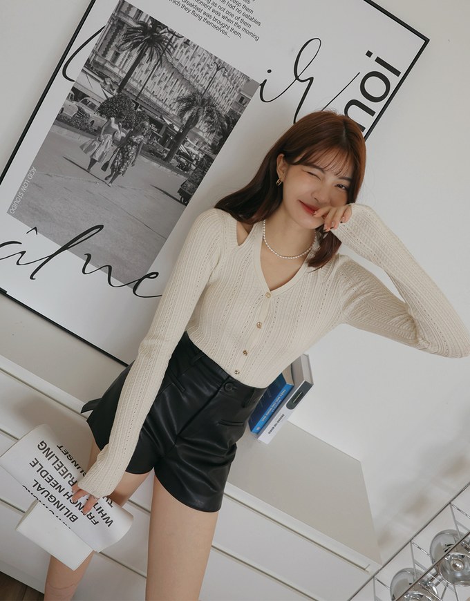 Halter Neck Hollow Knit Top