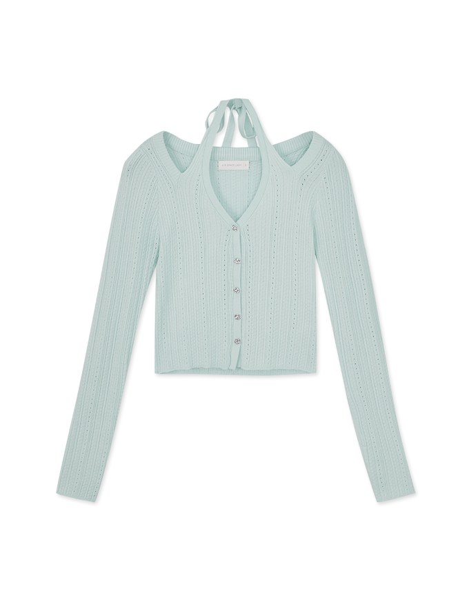 Halter Neck Hollow Knit Top