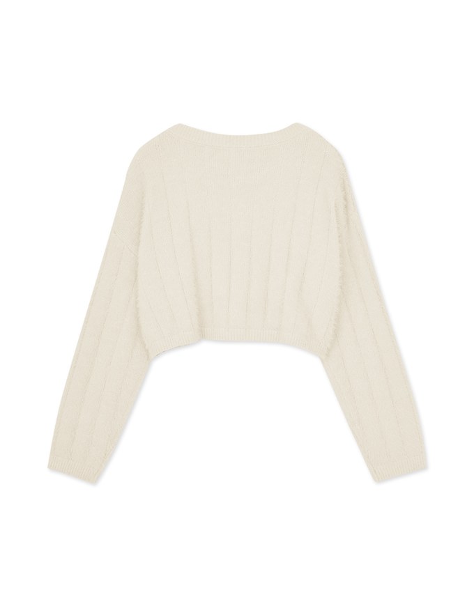 V Neck Fluffy Sweater Knit Top