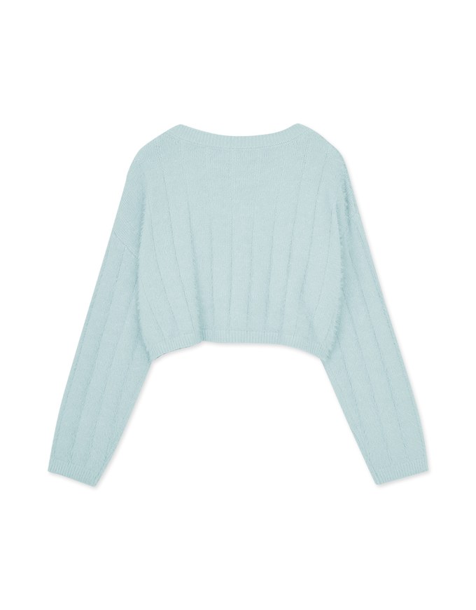 V Neck Fluffy Sweater Knit Top