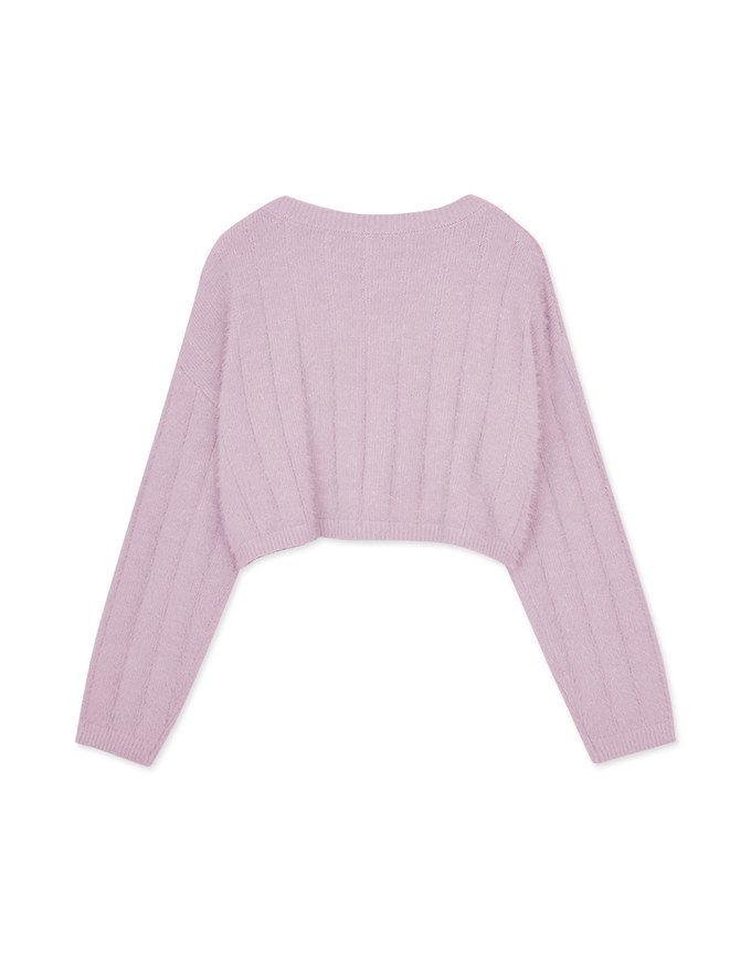 V Neck Fluffy Sweater Knit Top
