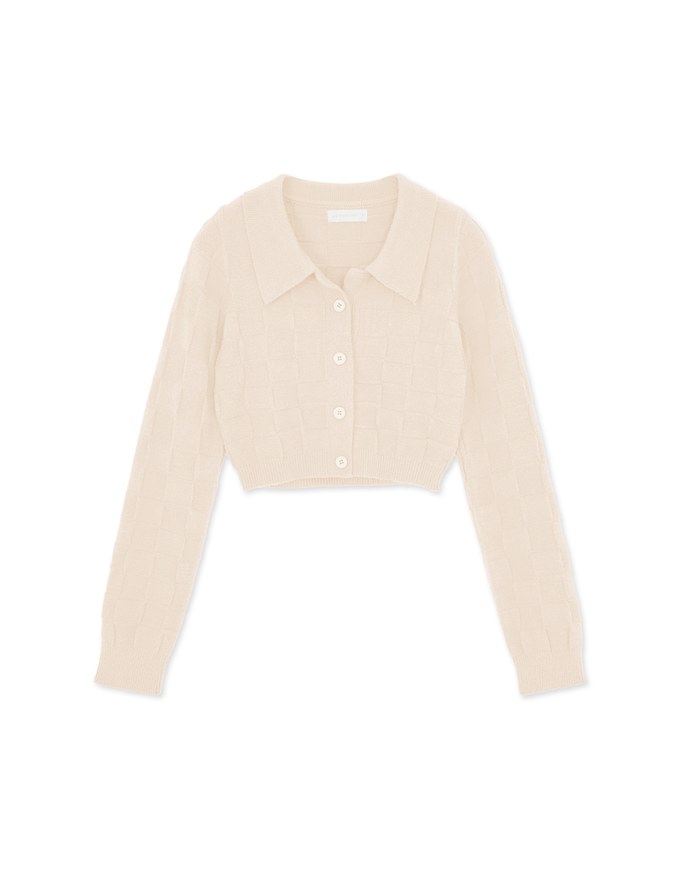 Detailed Plaid Collar Knit Top