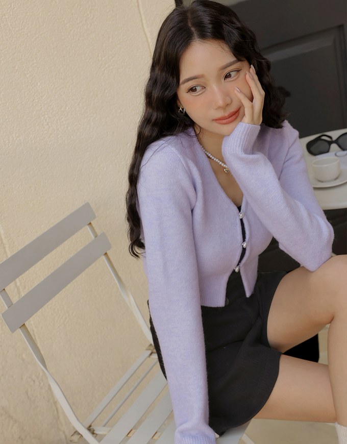 Pearl Buttoned Knit Top