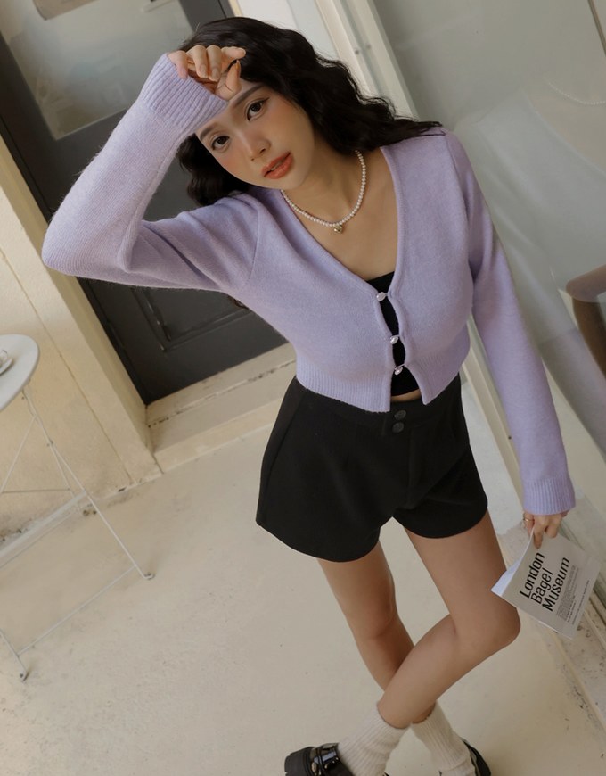 Pearl Buttoned Knit Top