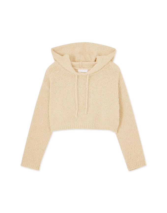 Bouclé Hooded Knit Top
