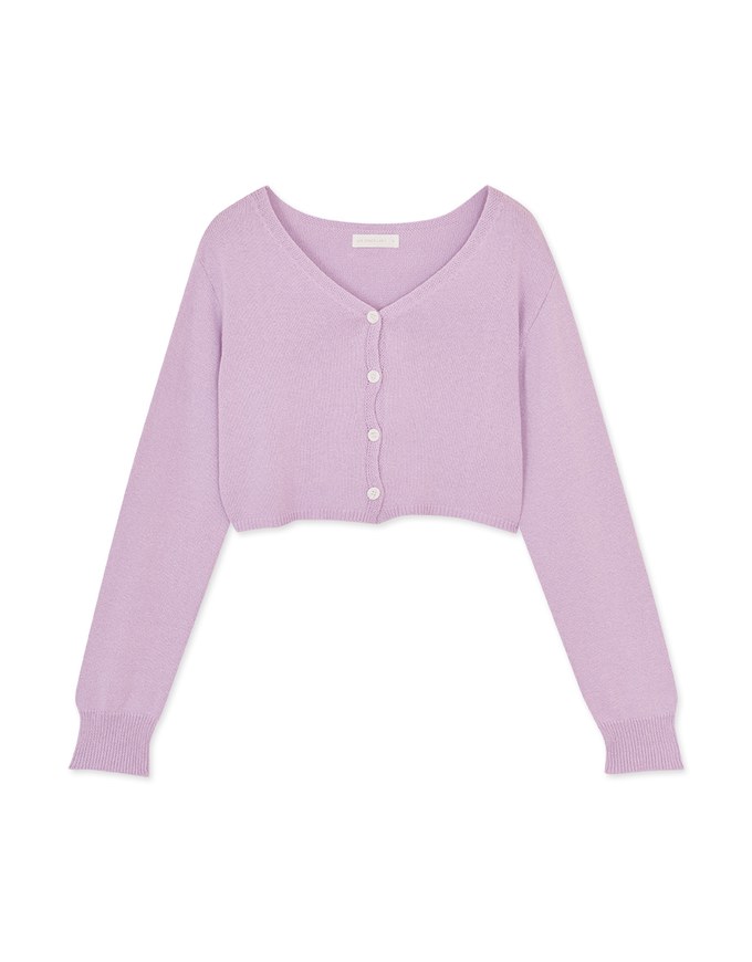 V Neck Knit Button-up Top