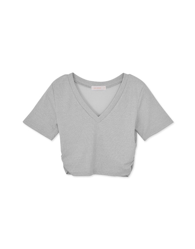 Minimalist V-neck Side Ruched Tee Top