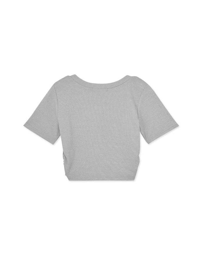 Minimalist V-neck Side Ruched Tee Top