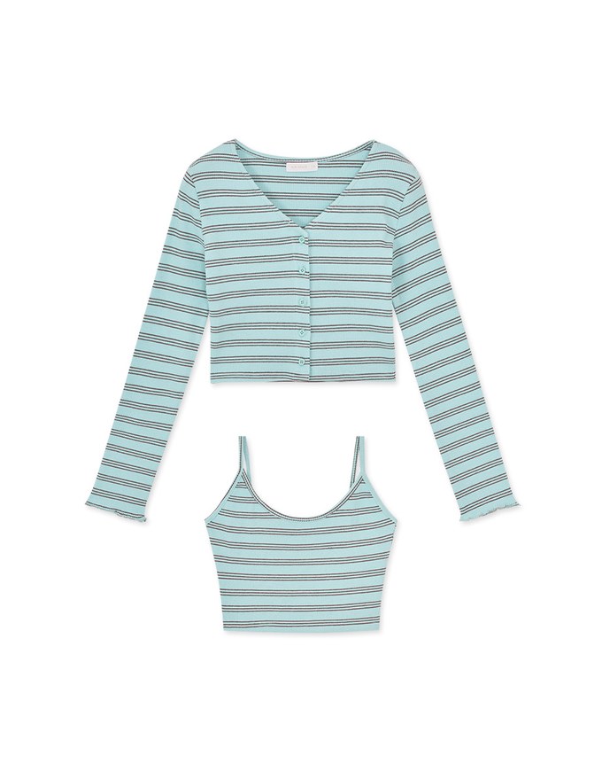 Two-Piece Striped Knit Top Set