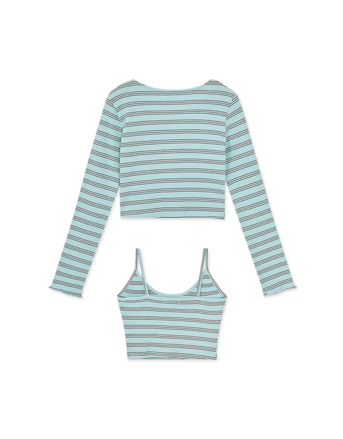 Two-Piece Striped Knit Top Set