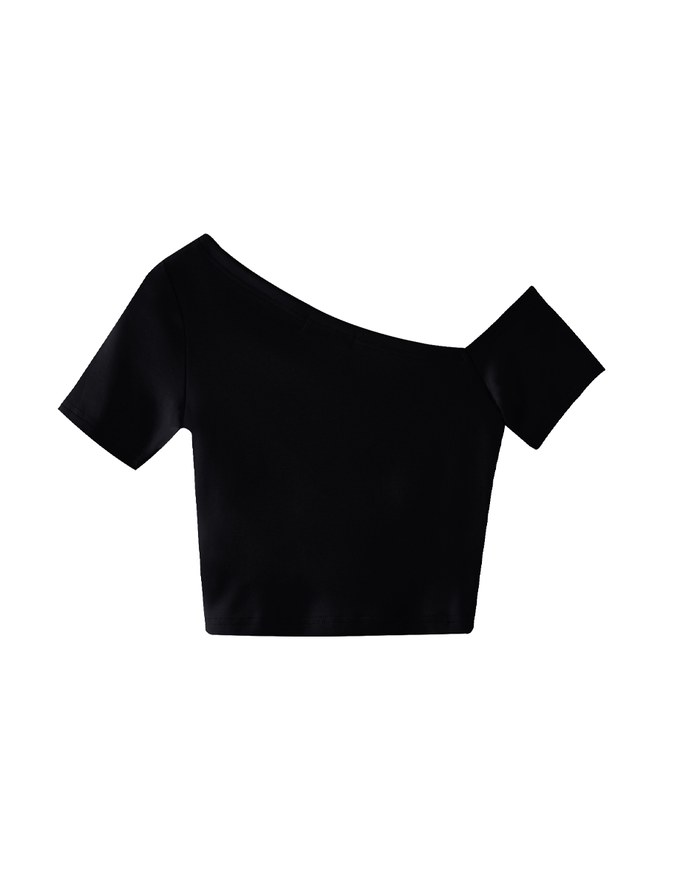 Plain One Shoulder Padded Top