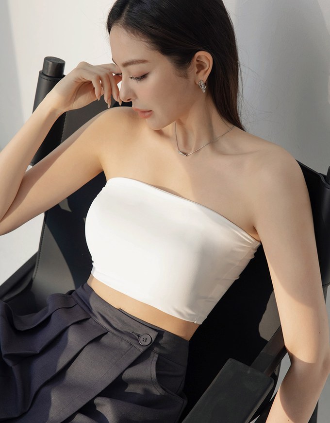 Silky Elastic Bra Padded Tube Top