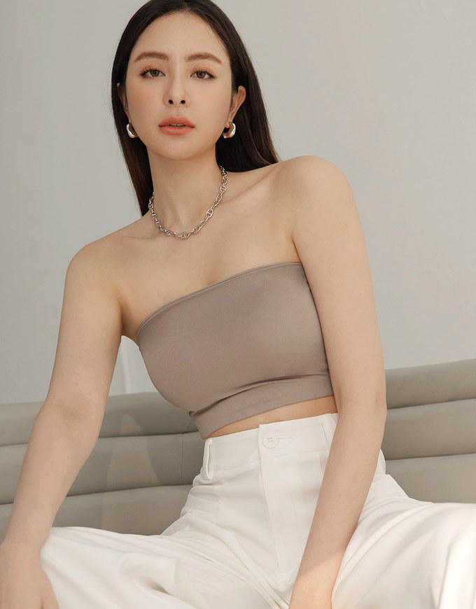 Silky Elastic Bra Padded Tube Top