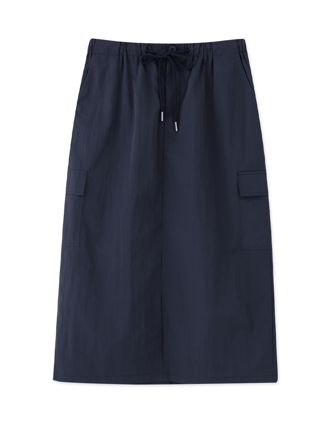 Drawstring Back Slit Long Skirts