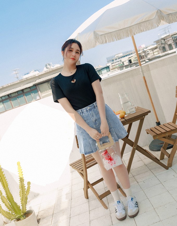 Vintage Pleated Jeans Denim Skirts