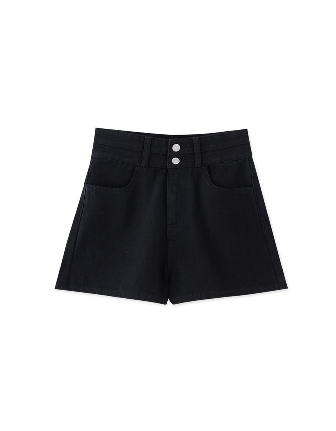 Double Button Jeans Denim Shorts