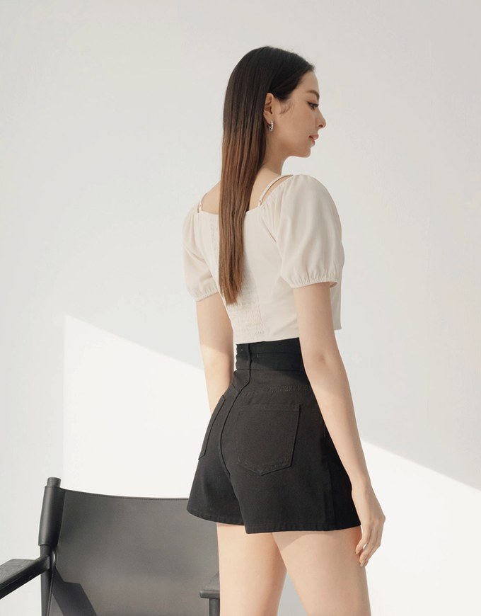 Double Button Jeans Denim Shorts